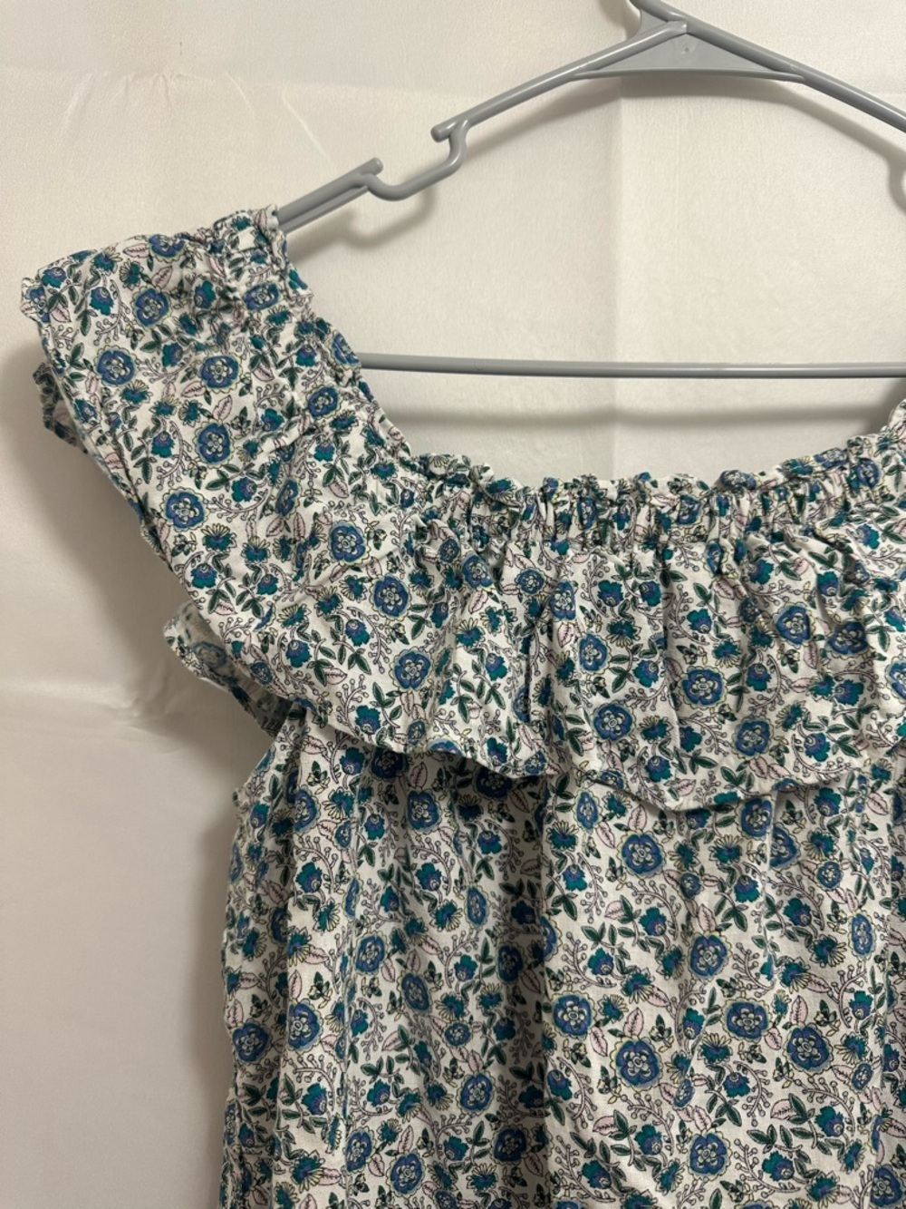 LOFT Floral Ruffle Sleeve Square-Neck Women's Top - Size Petite Small - Picture 4 of 10